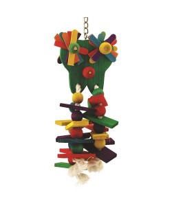 Starry Eyed Wood & Rope Parrot Toy